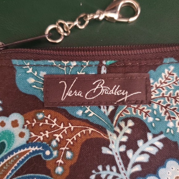 Vera Bradley Java Blue Clip Zip Fabric ID Zipper Pouch Coin Purse Key Case - Picture 3 of 8
